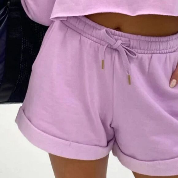 NWT WeWoreWhat High-Rise Pull On Sweat Shorts in Lilac Size Small - Picture 12 of 13